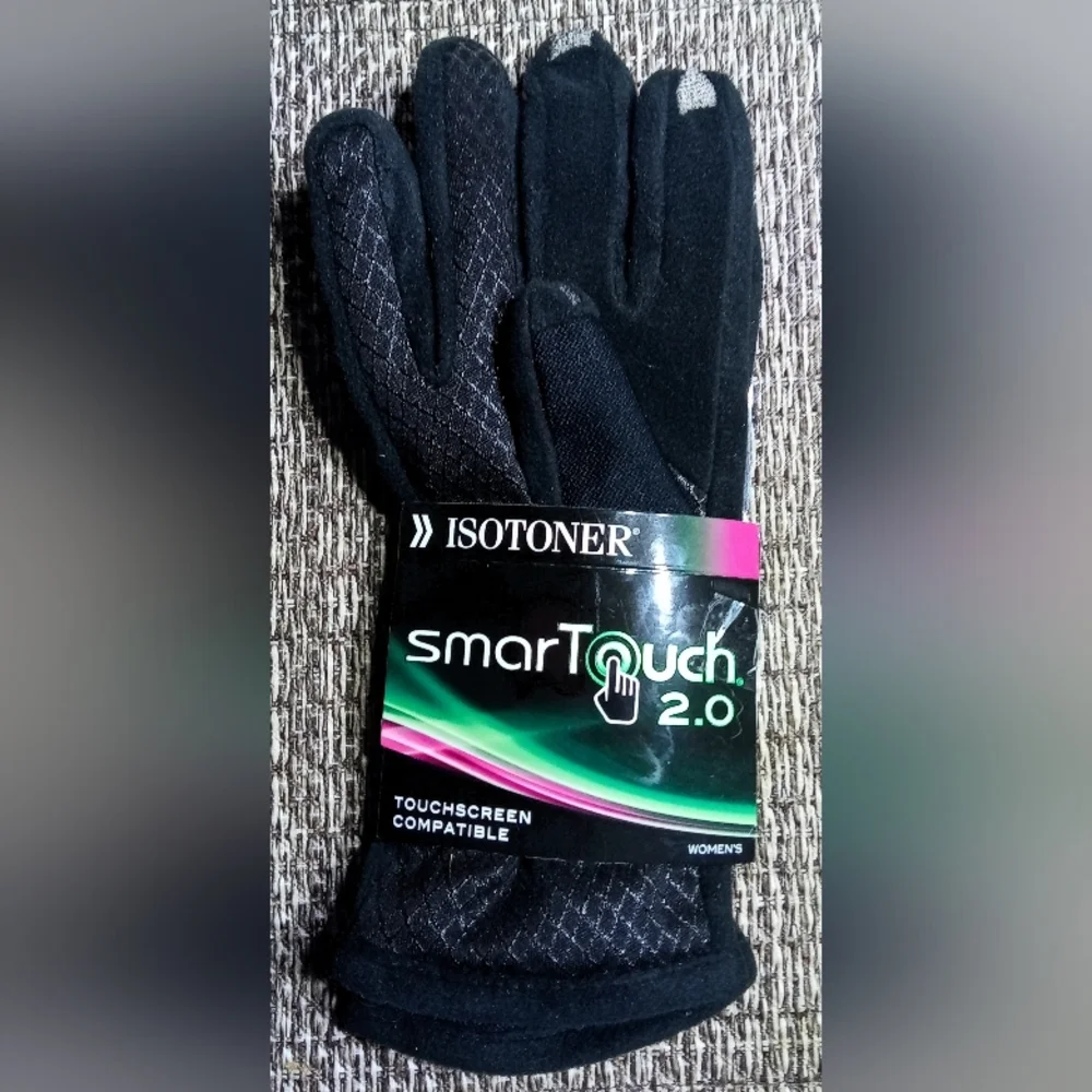 NWT Isotoner SmarTouch 2.0 Womens Black Touch Screen Tech Compatible Gloves M/L - Picture 3 of 6
